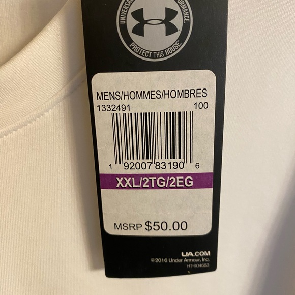 NWT Men’s UA Coldgear White Knit Tee Long Sleeve size XXL - Picture 4 of 14